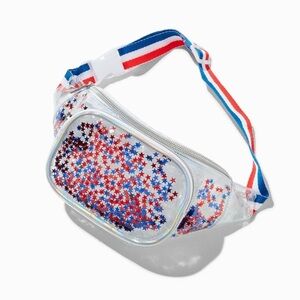 Claire’s Kids Red, White and Blue Clear Stars and Stripes belt Bag – NEW w/Tag